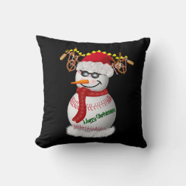 Baseball Snowman gedeorbeerd met populaire snacks Kussen