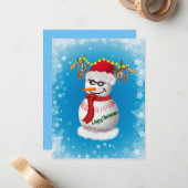 Baseball Snowman gedeorbeerd met populaire snacks Notitiekaartje (Voorkant / Achterkant in situ)