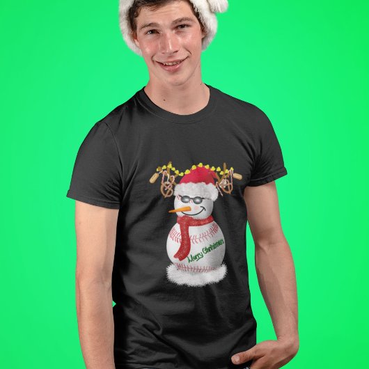 Baseball Snowman gedeorbeerd met populaire snacks T-shirt
