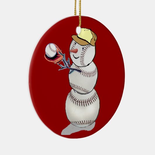 Baseball Snowman Keramisch Ornament (Rechts)
