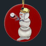 Baseball Snowman Keramisch Ornament<br><div class="desc">De snuffelsneeuwpop is een leuk cadeau voor elke honkbalspeler of fan van de sport.</div>
