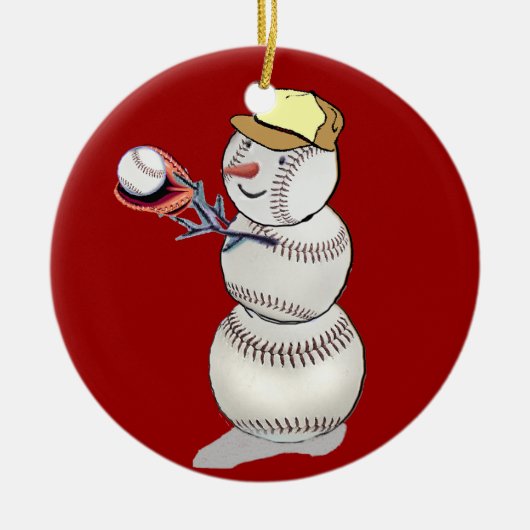 Baseball Snowman Keramisch Ornament (Voorkant)