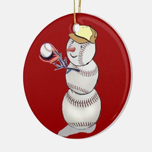 Baseball Snowman Keramisch Ornament (Links)