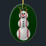 Baseball Snowman Keramisch Ornament<br><div class="desc">Dit en elk jaar een kerstman met alle sterren. De tekst op rug is klantgericht,  of verwijderbaar. Geweldig voor de honkbalfamilie of fan in je familie.</div>