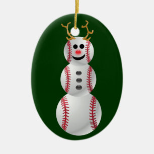 Baseball Snowman Keramisch Ornament
