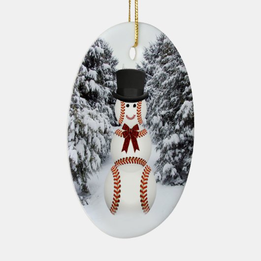 Baseball Snowman Keramisch Ornament (Rechts)
