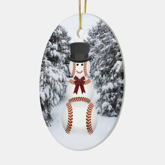 Baseball Snowman Keramisch Ornament (Links)