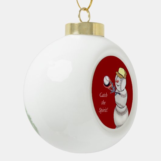 Baseball Snowman Keramische Bal Ornament (Links)