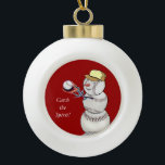 Baseball Snowman Keramische Bal Ornament<br><div class="desc">Wat een dikke taart is deze schattige sneeuwman... ...  een geweldig ornament om de kerstboom te versieren voor elke sportliefhebber.</div>