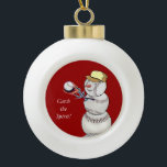 Baseball Snowman Keramische Bal Ornament<br><div class="desc">Wat een dikke taart is deze schattige sneeuwman... ...  een geweldig ornament om de kerstboom te versieren voor elke sportliefhebber.</div>