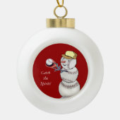 Baseball Snowman Keramische Bal Ornament (Voorkant)