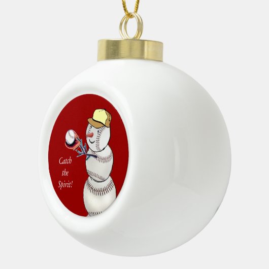 Baseball Snowman Keramische Bal Ornament (Rechts)