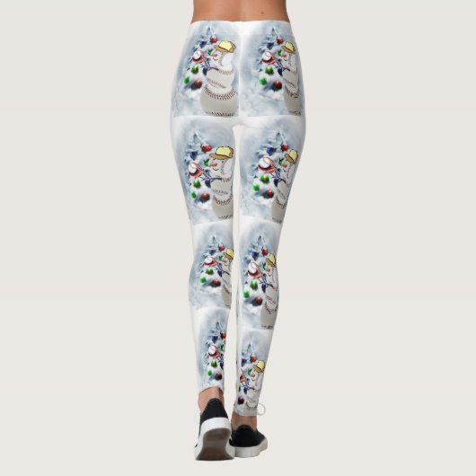 Baseball Snowman-kerstLeggings Leggings (Achterkant)