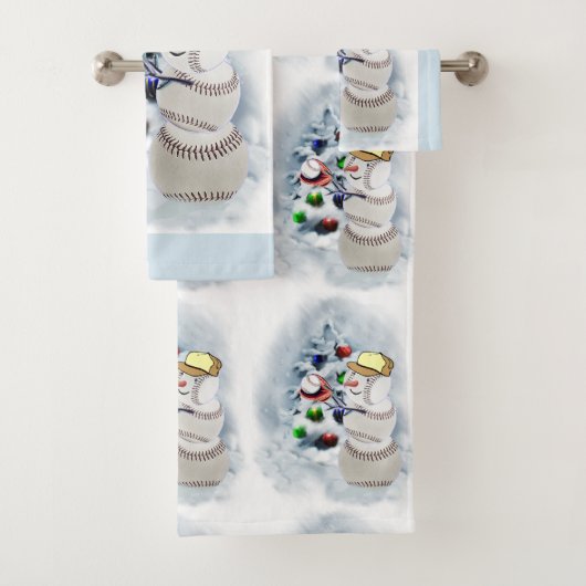 Baseball Snowman Kerstmis Bad Handdoek (Insitu)