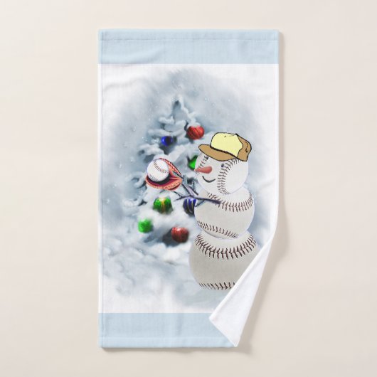 Baseball Snowman Kerstmis Bad Handdoek (Handdoek)