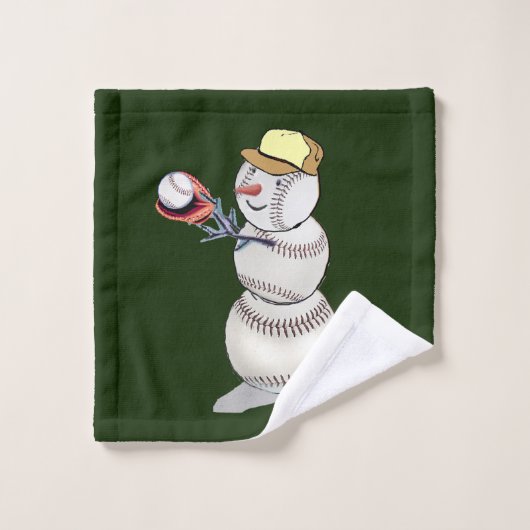 Baseball Snowman Kerstmis Bad Handdoek (Wasdoekje)
