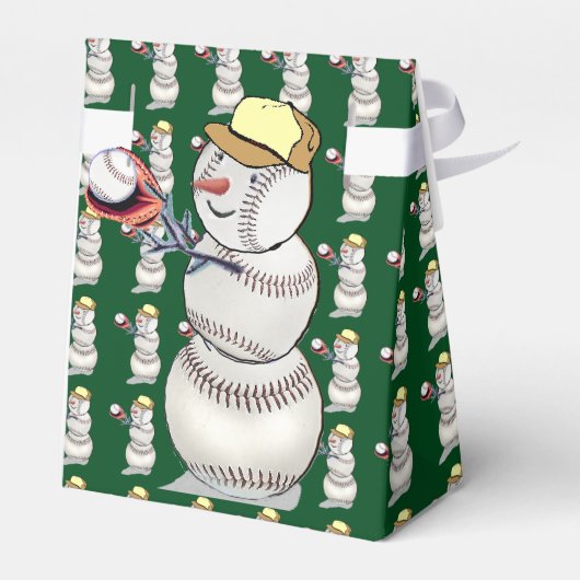 Baseball Snowman Kerstmis Bedankdoosjes (Achterkant)
