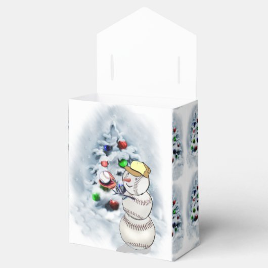 Baseball Snowman Kerstmis Bedankdoosjes (Geopend)