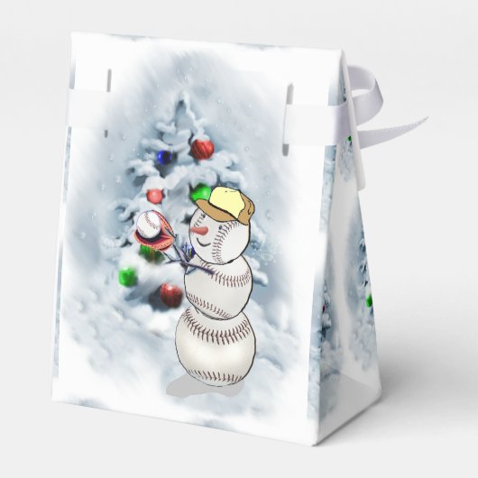 Baseball Snowman Kerstmis Bedankdoosjes (Achterkant)