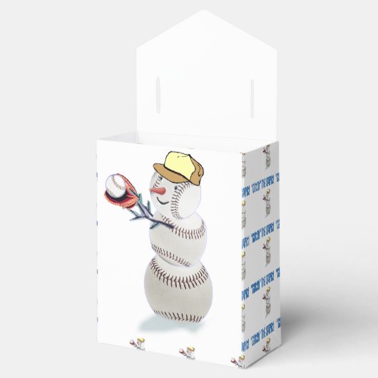 Baseball Snowman Kerstmis Bedankdoosjes (Geopend)