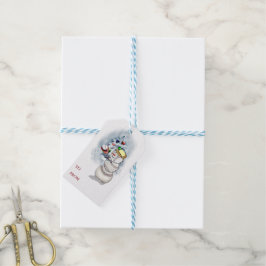 Baseball Snowman Kerstmis Cadeaulabel