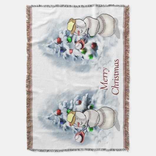 Baseball Snowman Kerstmis Deken (Voorkant Verticaal)