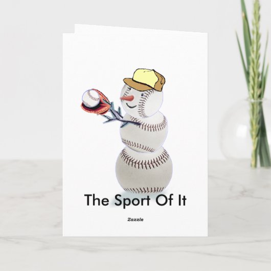 Baseball Snowman Kerstmis Feestdagen Kaart (Achterkant)