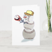 Baseball Snowman Kerstmis Feestdagen Kaart (Voorkant)