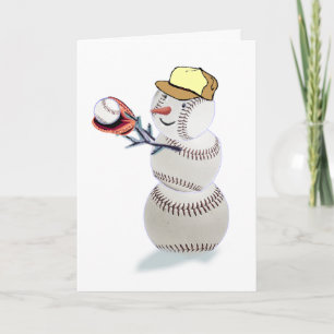 Baseball Snowman Kerstmis Feestdagen Kaart