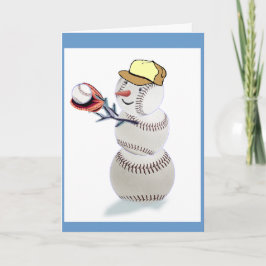 Baseball Snowman Kerstmis Feestdagen Kaart