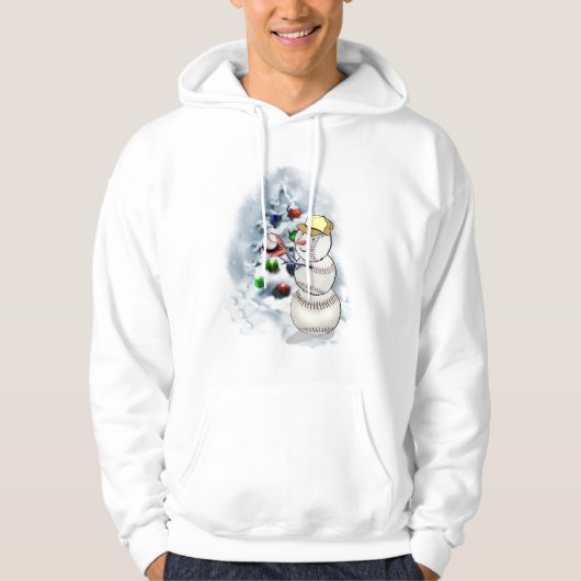 Baseball Snowman Kerstmis Hoodie (Voorkant)