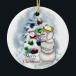 Baseball Snowman Kerstmis Keramisch Ornament<br><div class="desc">Baseball-sneeuwman is gewoon te schattig en zal geliefd zijn bij alle honkbalfans.</div>