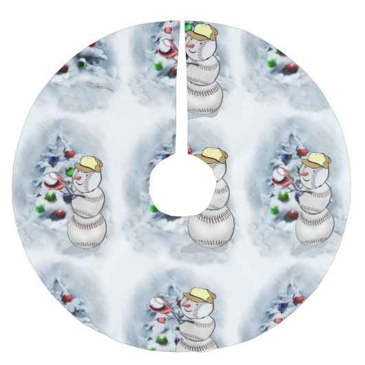 Baseball Snowman Kerstmis Kerstboom Rok (Voorkant)