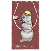 Baseball Snowman Kerstmis Klein Cadeauzakje (Achterkant)