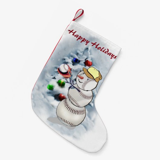 Baseball Snowman Kerstmis Kleine Kerstsok (Voorkant (Hangend))