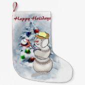 Baseball Snowman Kerstmis Kleine Kerstsok (Voorkant)