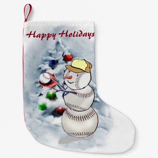 Baseball Snowman Kerstmis Kleine Kerstsok (Voorkant)