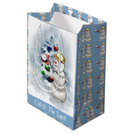 Baseball Snowman Kerstmis Medium Cadeauzakje
