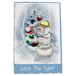Baseball Snowman Kerstmis Medium Cadeauzakje