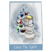 Baseball Snowman Kerstmis Medium Cadeauzakje (Achterkant)