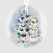 Baseball Snowman Kerstmis Ornament (achterkant)