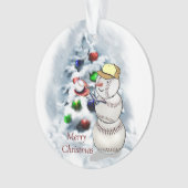 Baseball Snowman Kerstmis Ornament (voorkant)