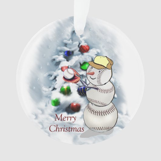 Baseball Snowman Kerstmis Ornament (voorkant)