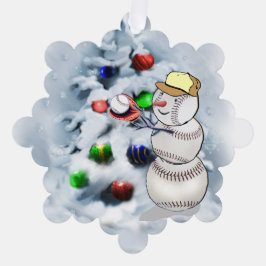 Baseball Snowman Kerstmis Ornament Kaart