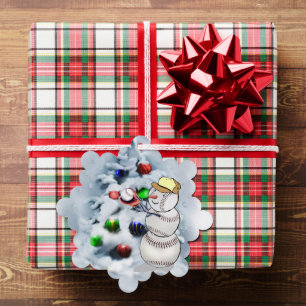 Baseball Snowman Kerstmis Ornament Kaart