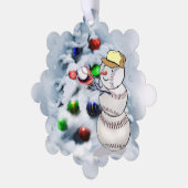 Baseball Snowman Kerstmis Ornament Kaart (Links)