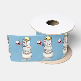 Baseball Snowman Kerstmis Satijnen Lint