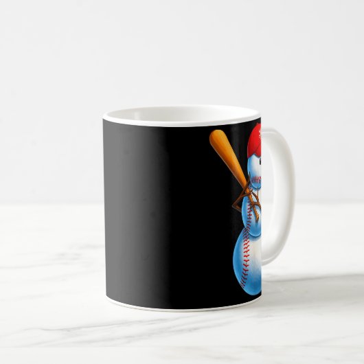 Baseball Snowman Merry Christmas Xmas Pajamas Men  Koffiemok (Voorkant rechts)