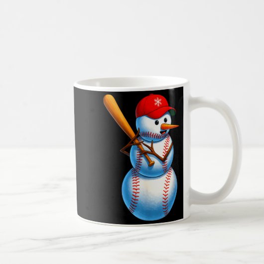 Baseball Snowman Merry Christmas Xmas Pajamas Men  Koffiemok (Rechts)