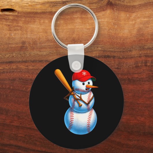 Baseball Snowman Merry Christmas Xmas Pajamas Men  Sleutelhanger (Voorkant)